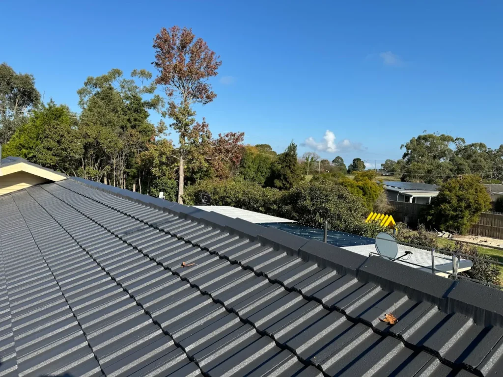 Camberwell property after full roof restoration, showing cleaned tiles, detailed repointing, and a fresh, consistent finish.