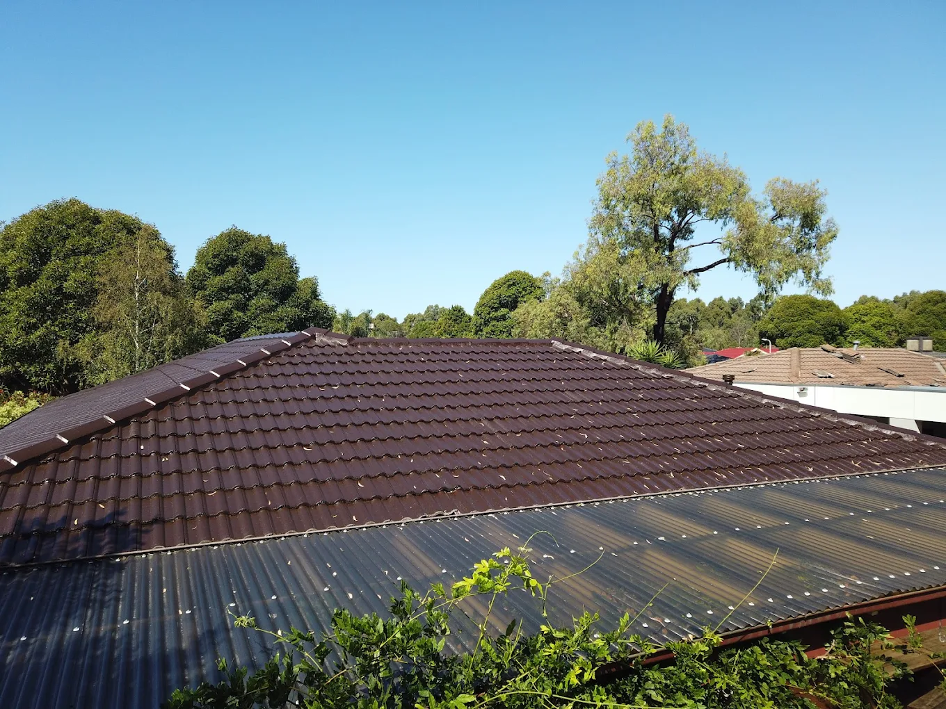 Tile roof repairs done in South Yarra, highlighting a full clean, ridge capping repairs, and sealing work suited for inner-city weather exposure.
